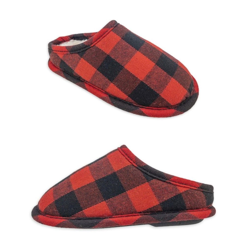 NWT Holiday Time Toddler Indoor/Outdoor‎ Sole Breathable Plaid Slippers SZ 9/10